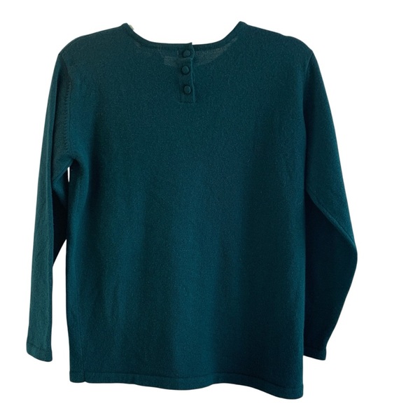 Macy’s Design Studio Hunter Green 100% Pure Wool Crewneck Sweater Size S - Picture 2 of 6